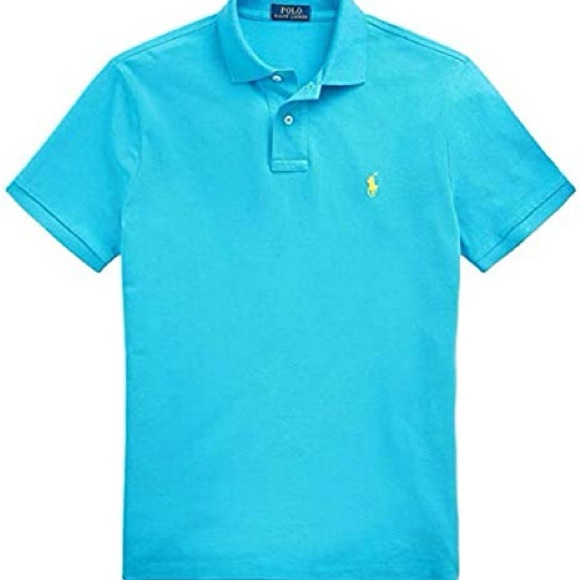 Polo Ralph Lauren Classic Fit Cotton Mesh Polo Shirt French Turquoise Large - Picture 1 of 3